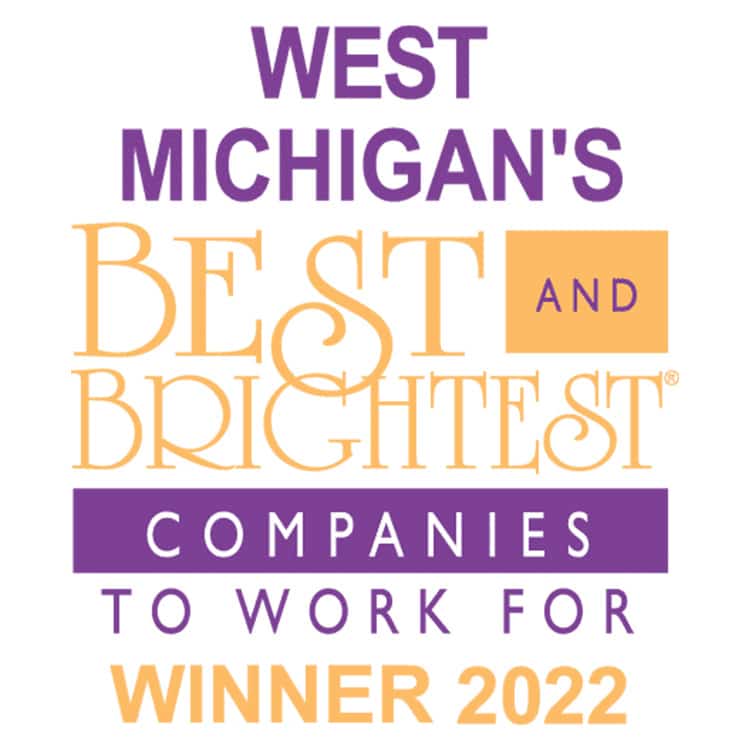Image of the 2022 Best and Brightest Companies to Work For in West Michigan list, featuring top-performing MSP companies. This list highlights the companies' excellence in employee engagement, compensation, benefits, and overall workplace culture. The background features a vibrant and colorful design. This image provides valuable insights into the top-performing MSP companies in West Michigan, making it a useful resource for businesses seeking to work with a managed service provider (MSP) that excels in employee engagement, benefits, and overall workplace culture.